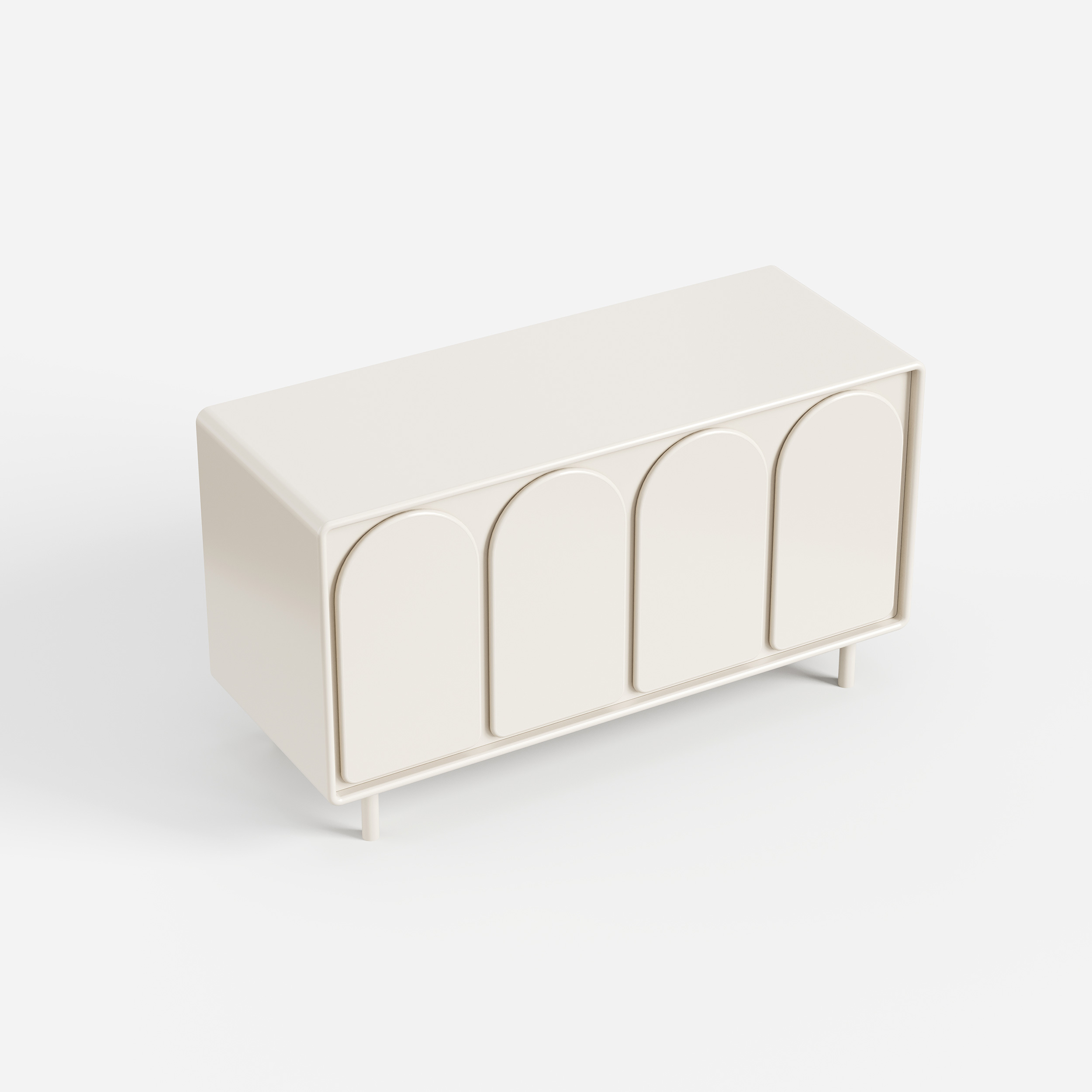 Cream Curved Door Sideboard, Minimalist 4 Doors Buffet Storage Cabinet 29