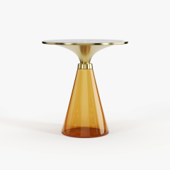 Purple Glass & Gold Metal Side Table, Luxury Decorative Accent End Table for Villa Interior A001
