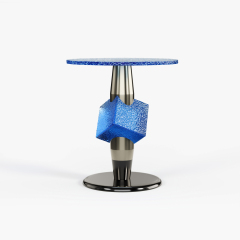 Artistic Blue Resin Side Table, Creative Designer Accent End Table for Commercial Lounge A002