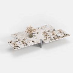 Irregular Natural Marble Coffee Table, Organic Shape Designer Center Table for Luxury Home A010