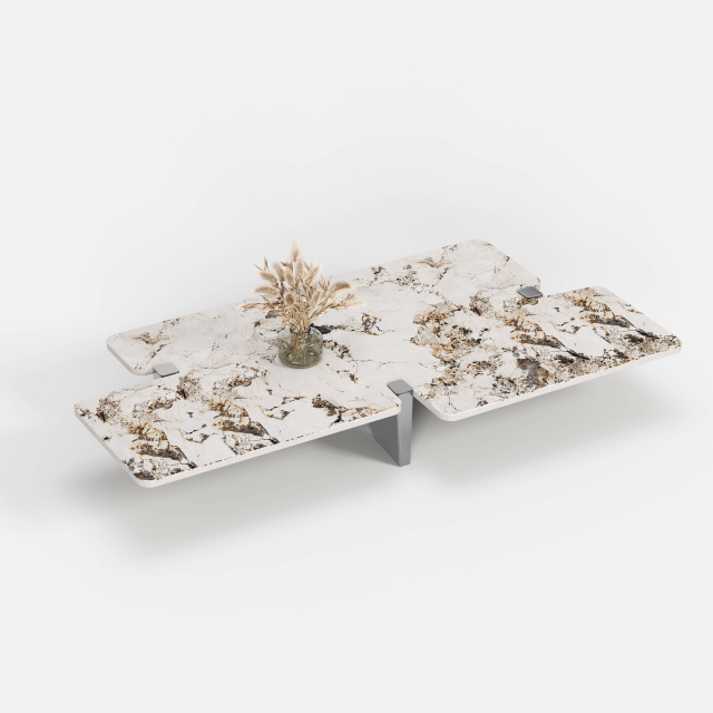 Irregular Natural Marble Coffee Table, Organic Shape Designer Center Table for Luxury Home A010