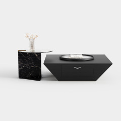 Irregular Slanted Sintered Stone Coffee Table Set, Luxury Living Room Center Table A025