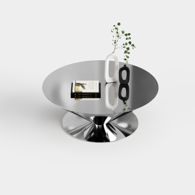 Creative Funnel Shaped Coffee Table, Designer Center Table with Metal Base A027