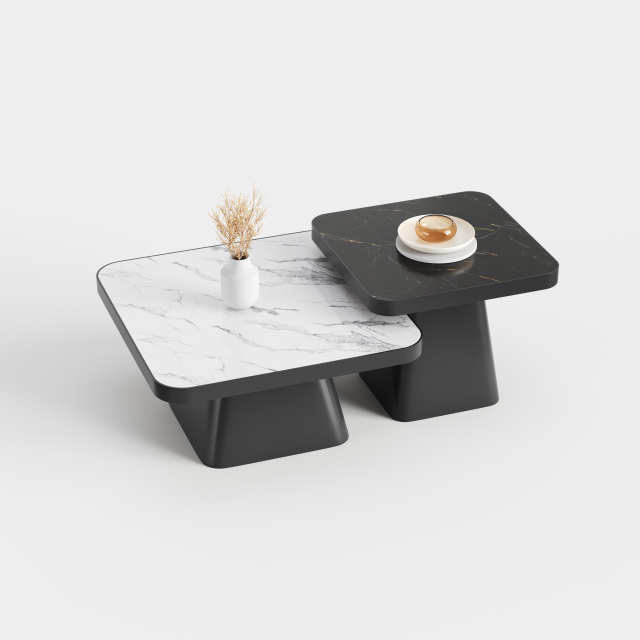 Modern Conical Coffee Table Set, Nesting Side End Table for Living Room Decor A028