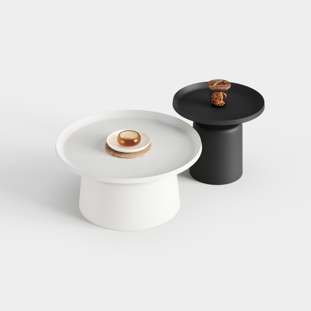 Modern UFO Shape Nesting Coffee Table Set, Contrast Color Designer Side Table for Living Room A030