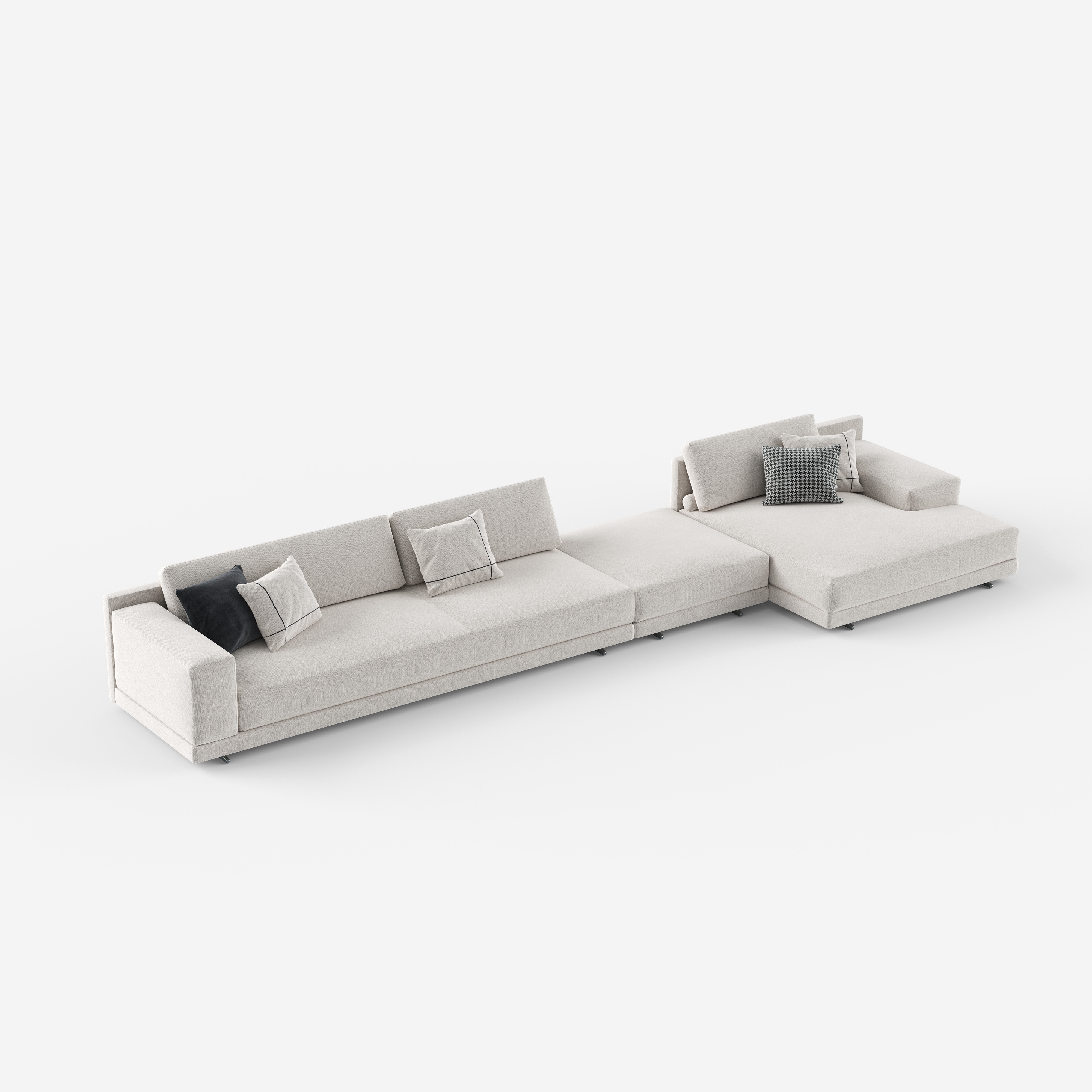 Italian Minimalist Modular Sectional Sofa, Luxury Fabric Corner Sofa for Villa Living Room A004