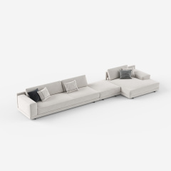 Italian Minimalist Modular Sectional Sofa, Luxury Fabric Corner Sofa for Villa Living Room A004