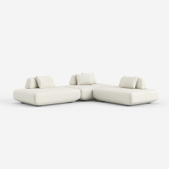 Minimalist White Upholstered Sectional Sofa, Modern Modular Living Room Couch 952#
