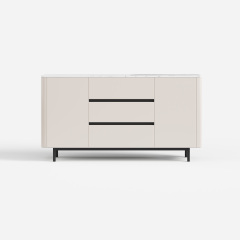 Modern Cream Sideboard Cabinet, Buffet Storage Cabinet with 2 Drawers & Flat Doors 16
