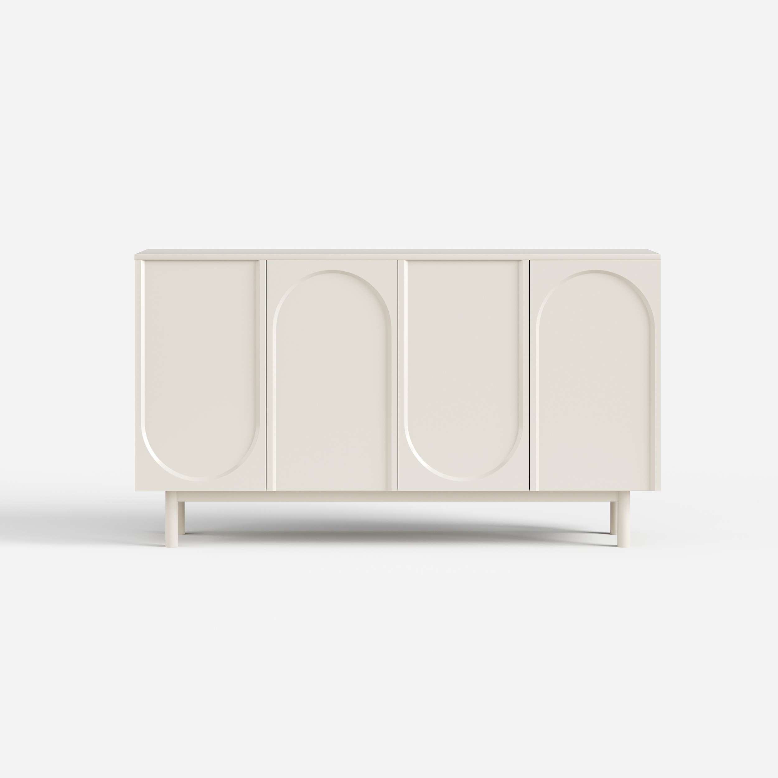 Soft Cream Curved Sideboard Cabinet, Minimalist Buffet Storage for Dining Room 28