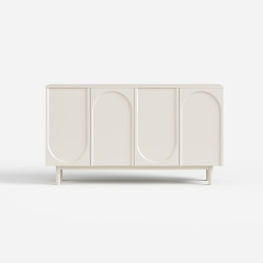 Soft Cream Curved Sideboard Cabinet, Minimalist Buffet Storage for Dining Room 28