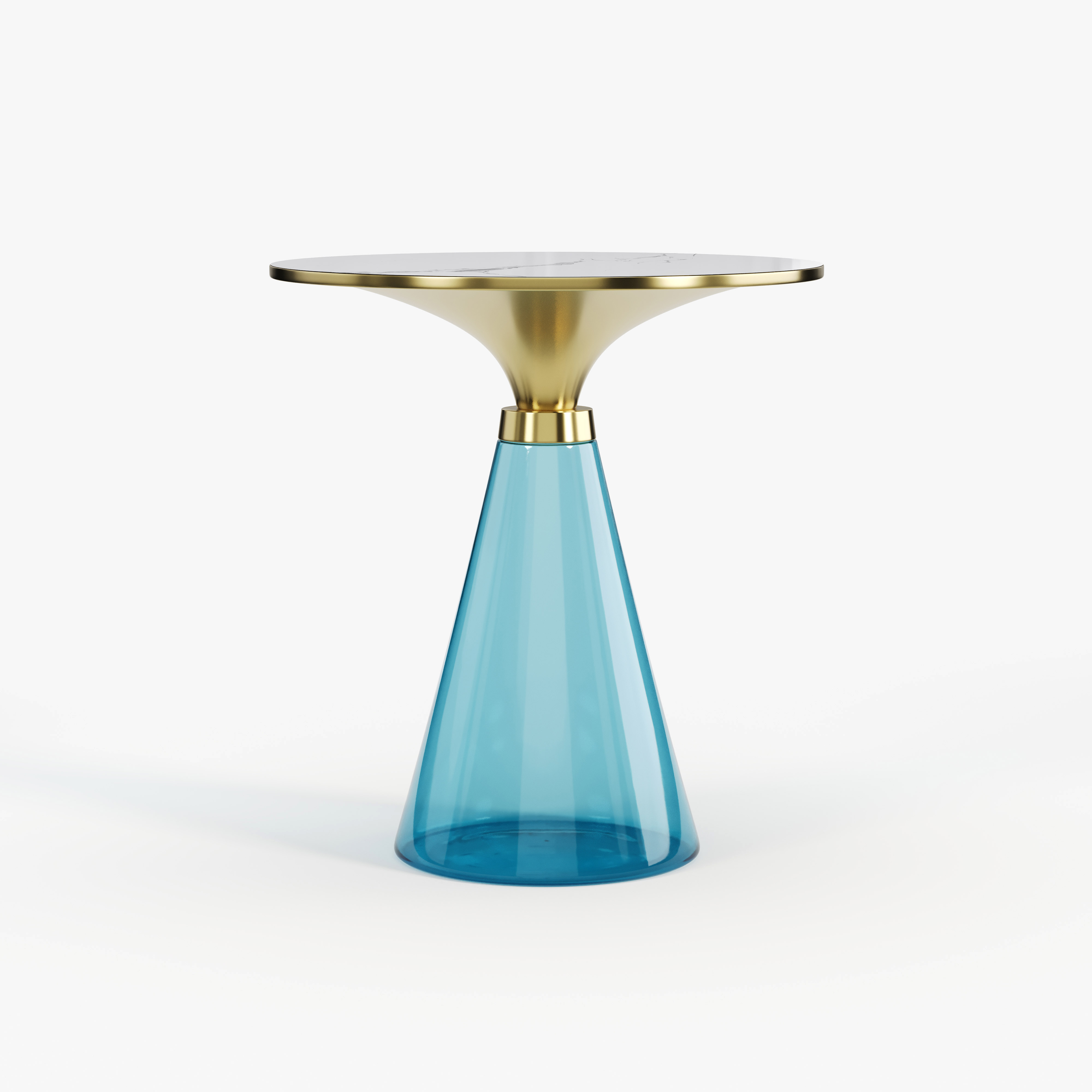 Purple Glass & Gold Metal Side Table, Luxury Decorative Accent End Table for Villa Interior A001
