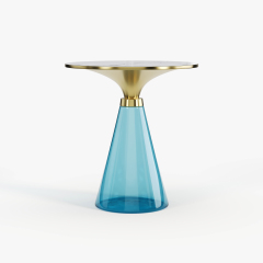 Purple Glass & Gold Metal Side Table, Luxury Decorative Accent End Table for Villa Interior A001