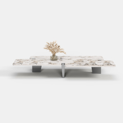 Irregular Natural Marble Coffee Table, Organic Shape Designer Center Table for Luxury Home A010
