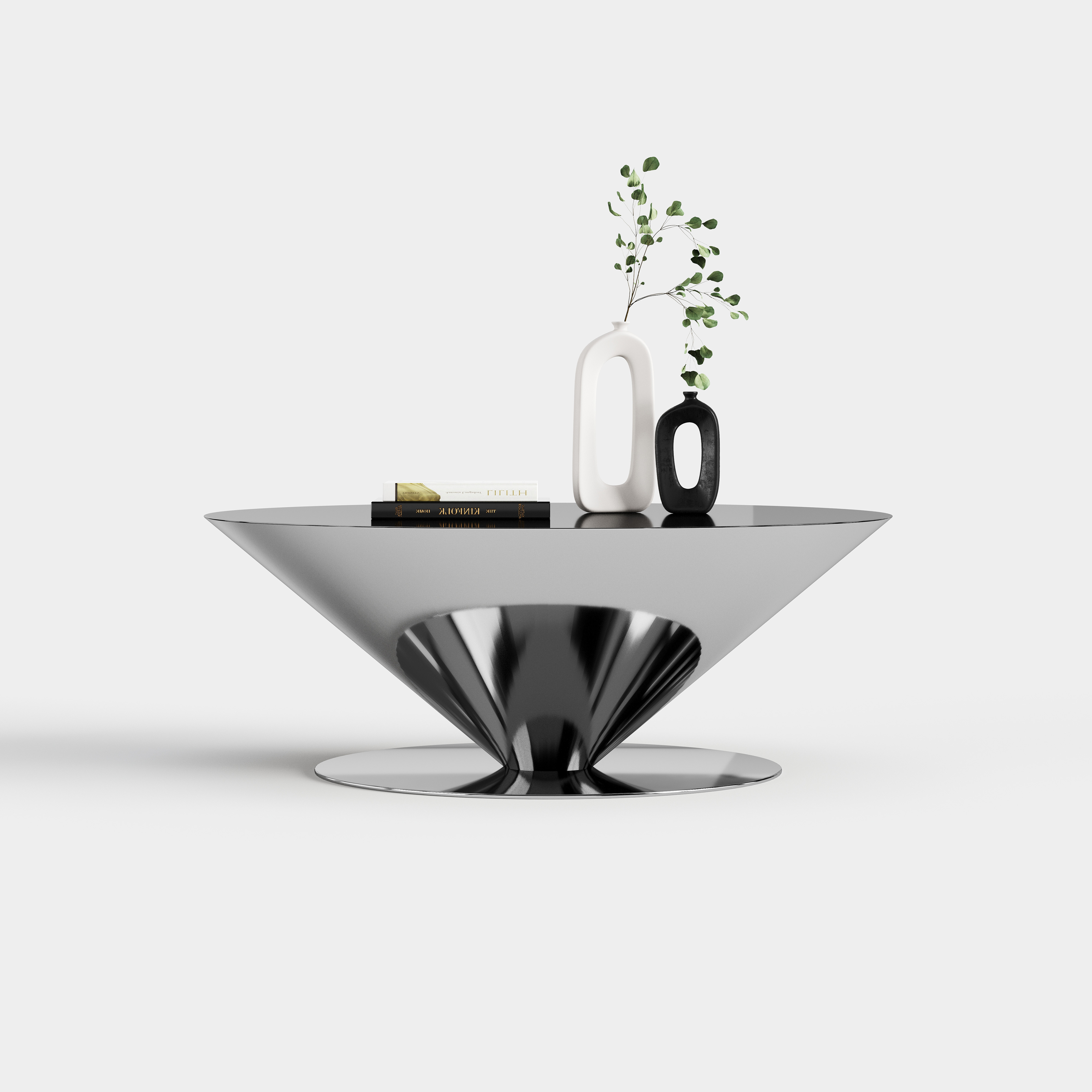 Creative Funnel Shaped Coffee Table, Designer Center Table with Metal Base A027