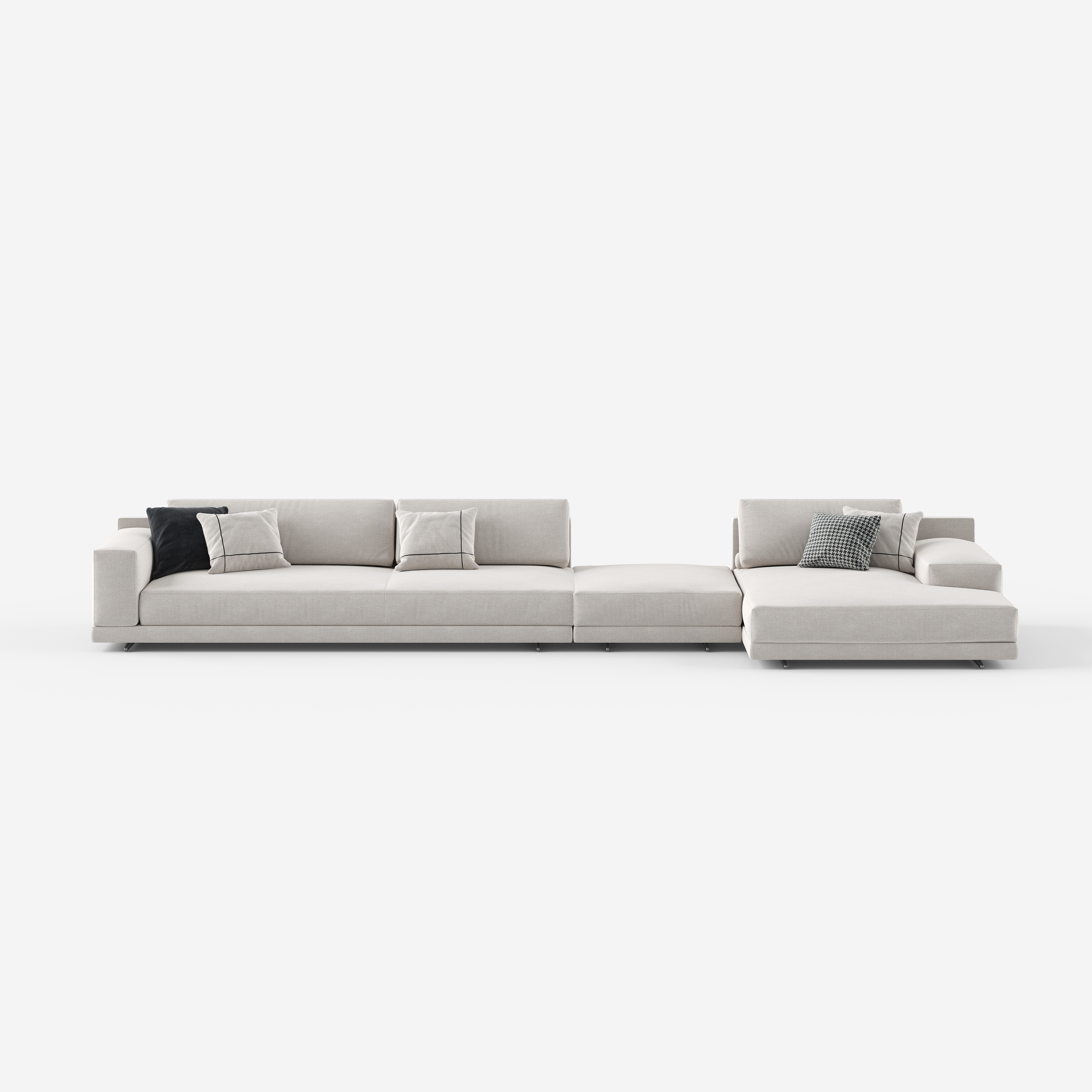 Italian Minimalist Modular Sectional Sofa, Luxury Fabric Corner Sofa for Villa Living Room A004