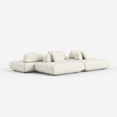 Minimalist White Upholstered Sectional Sofa, Modern Modular Living Room Couch 952#