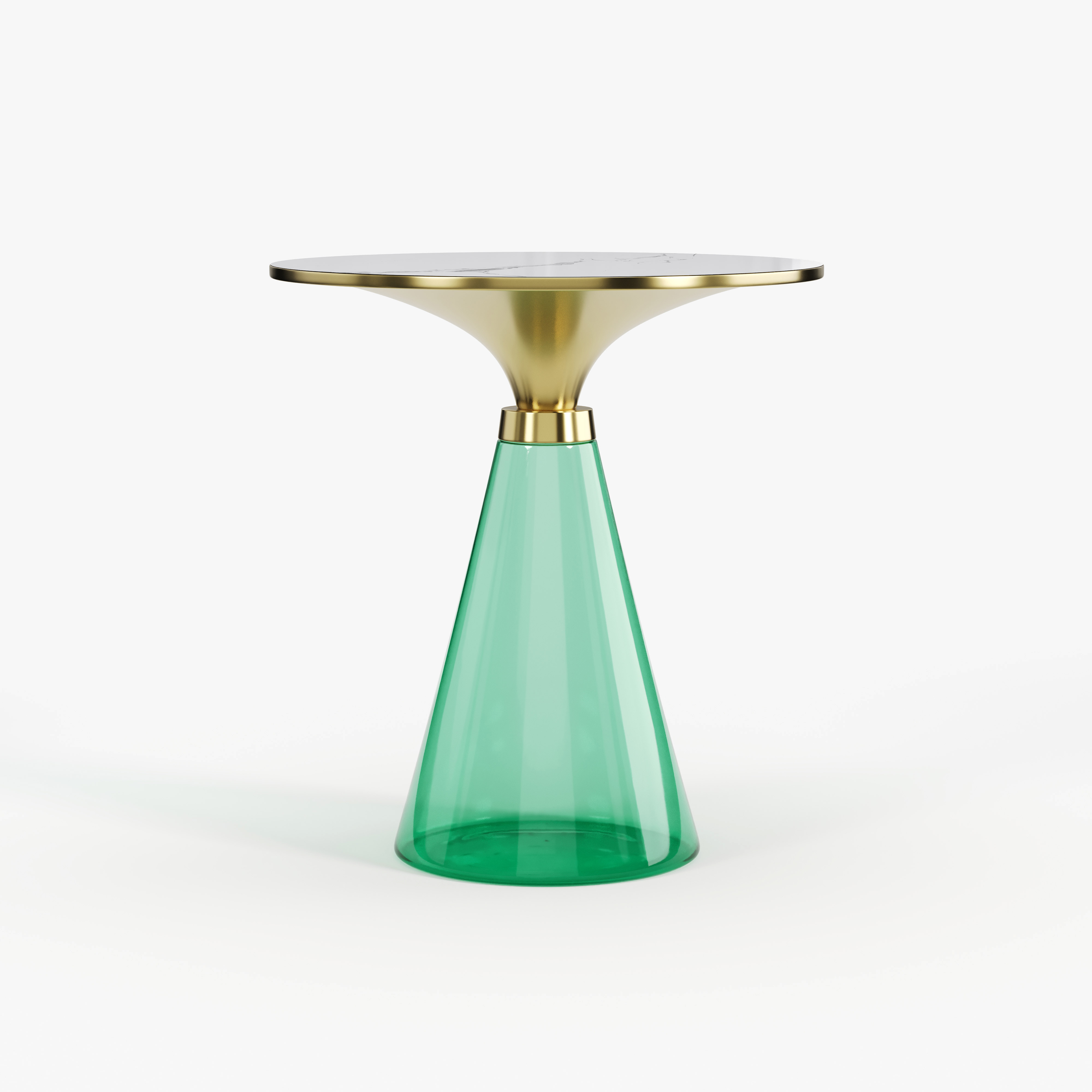 Purple Glass & Gold Metal Side Table, Luxury Decorative Accent End Table for Villa Interior A001
