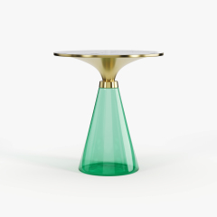Purple Glass & Gold Metal Side Table, Luxury Decorative Accent End Table for Villa Interior A001