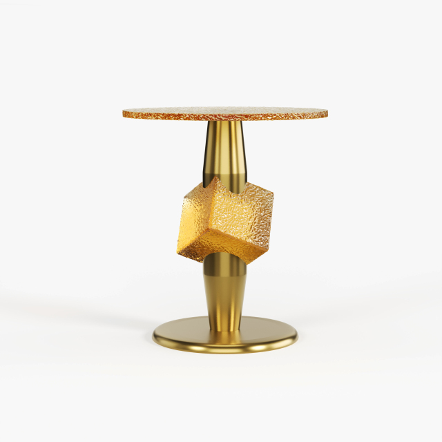 Artistic Blue Resin Side Table, Creative Designer Accent End Table for Commercial Lounge A002