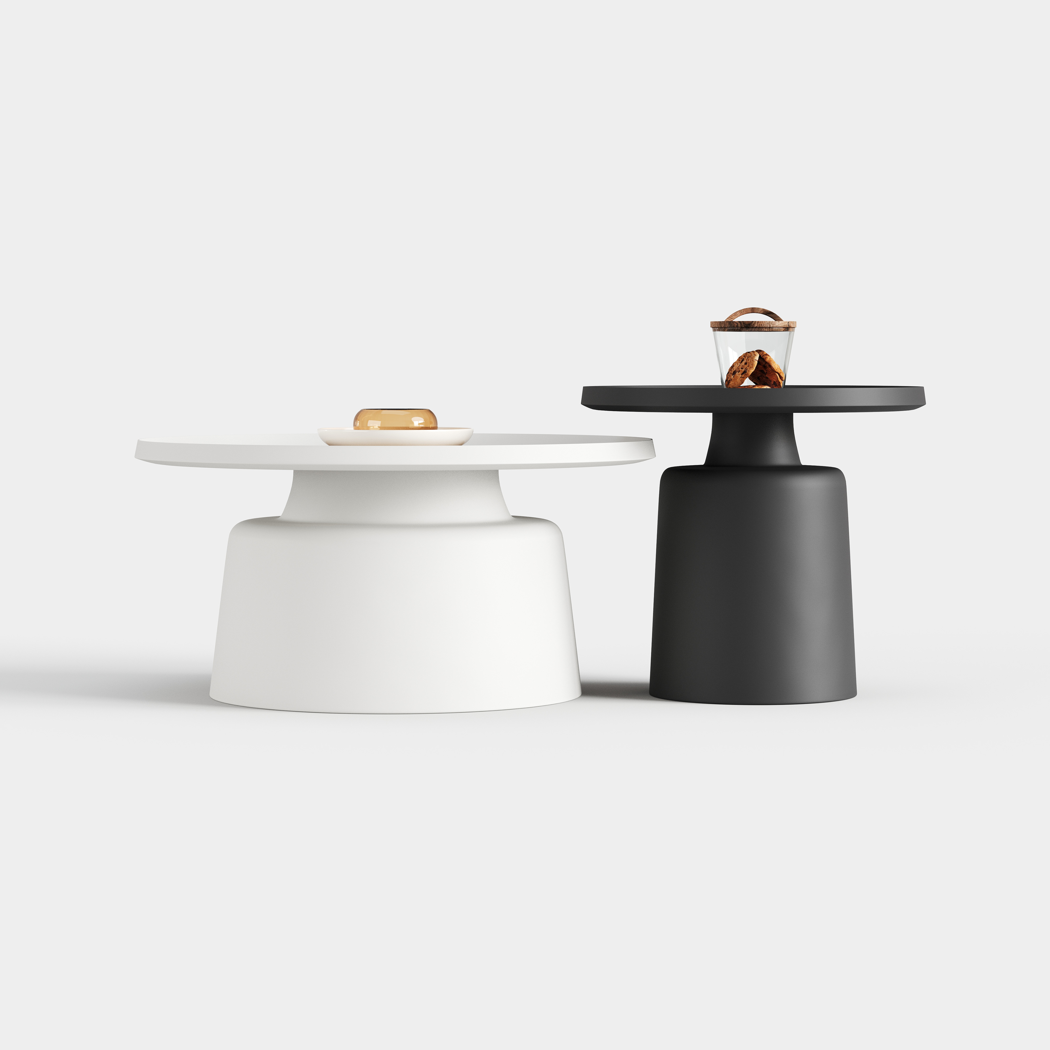 Modern UFO Shape Nesting Coffee Table Set, Contrast Color Designer Side Table for Living Room A030