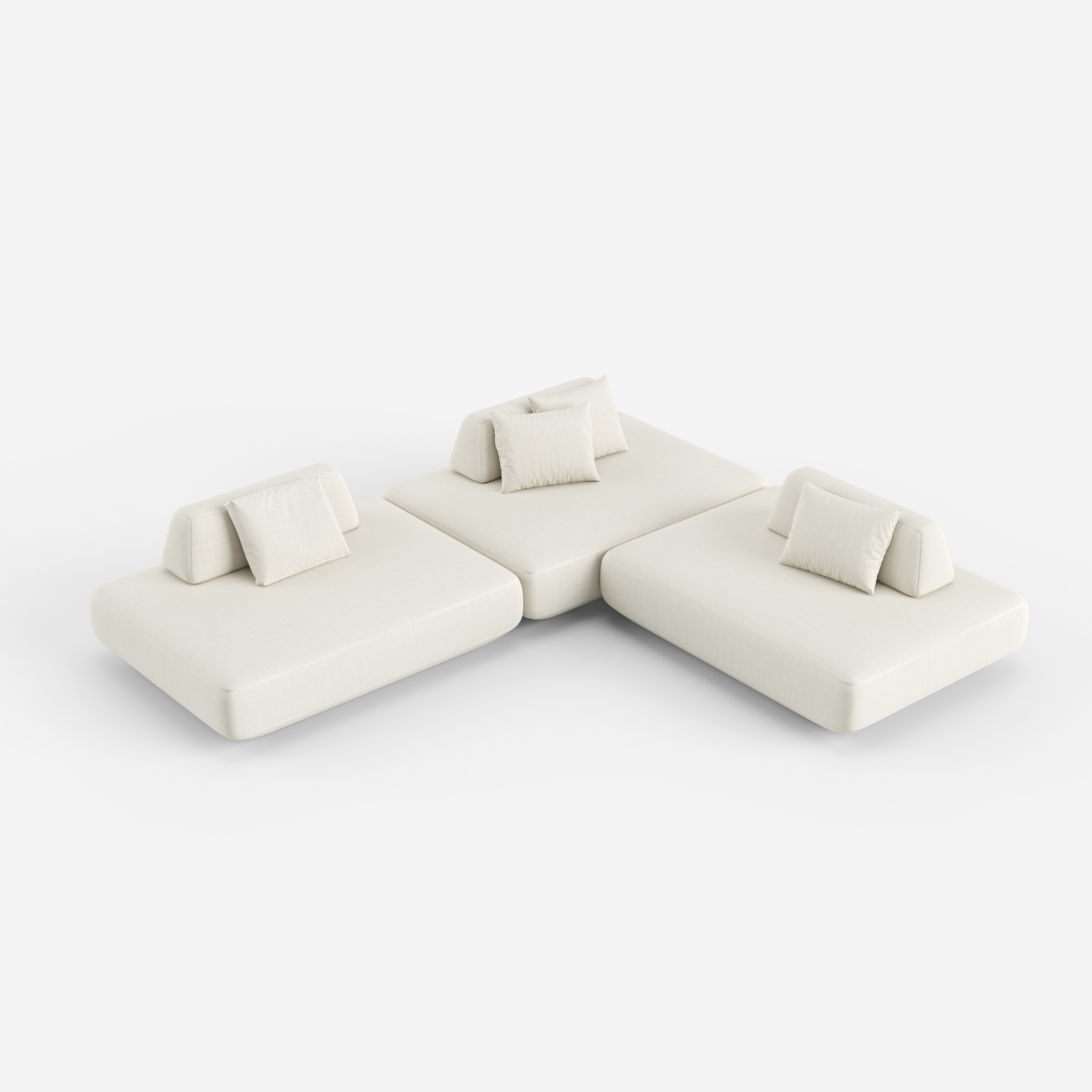 Minimalist White Upholstered Sectional Sofa, Modern Modular Living Room Couch 952#