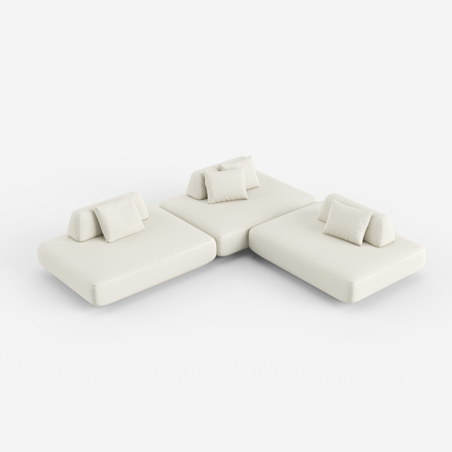 Minimalist White Upholstered Sectional Sofa, Modern Modular Living Room Couch 952#