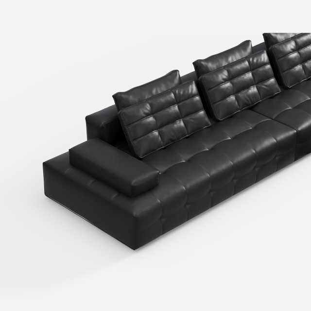 Contemporary Dark Modular Sofa, Luxury Fabric Sectional Couch for High-end Living Room 956#