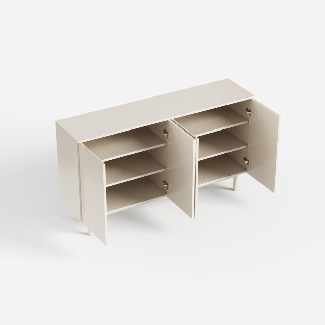 Soft Cream Curved Sideboard Cabinet, Minimalist Buffet Storage for Dining Room 28
