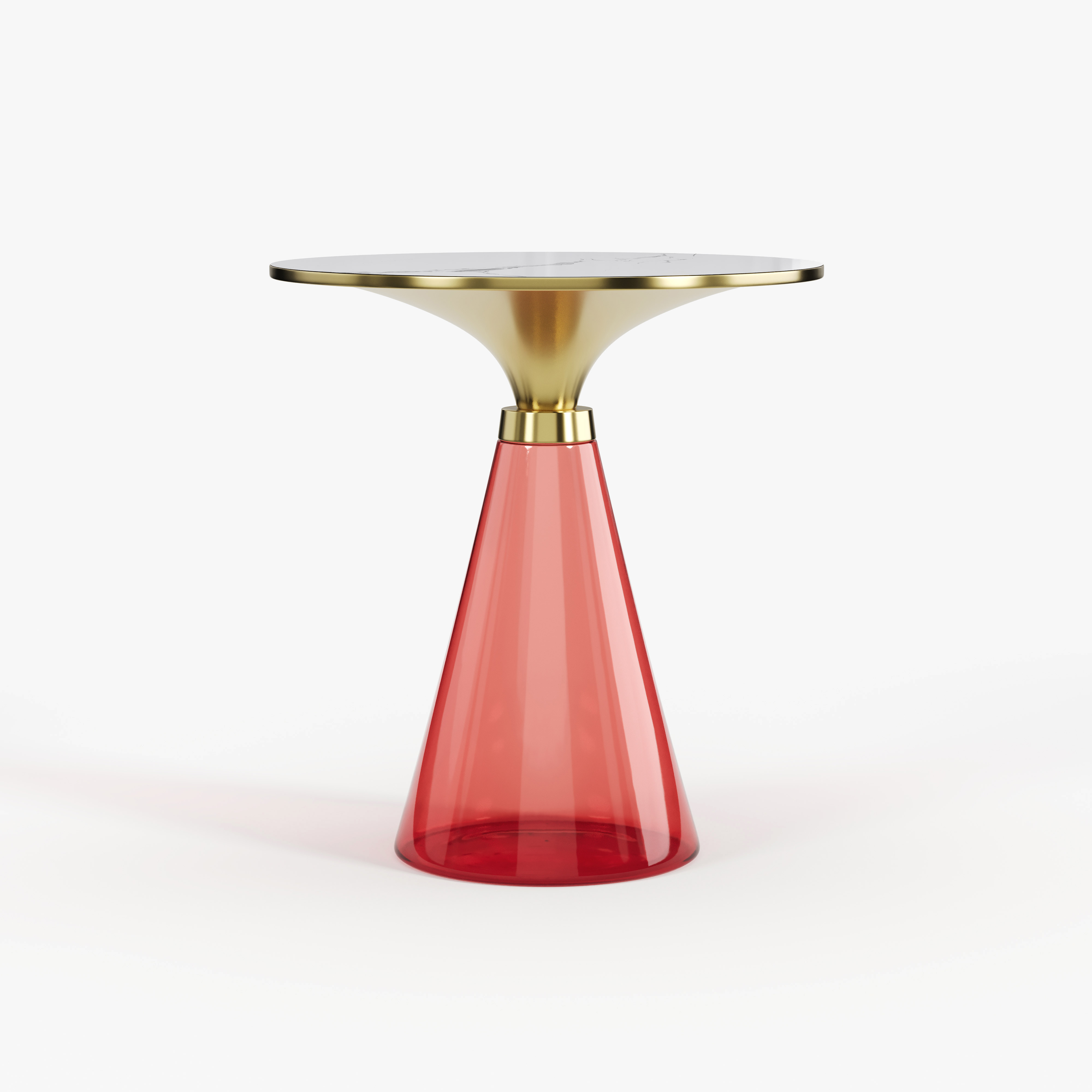 Purple Glass & Gold Metal Side Table, Luxury Decorative Accent End Table for Villa Interior A001