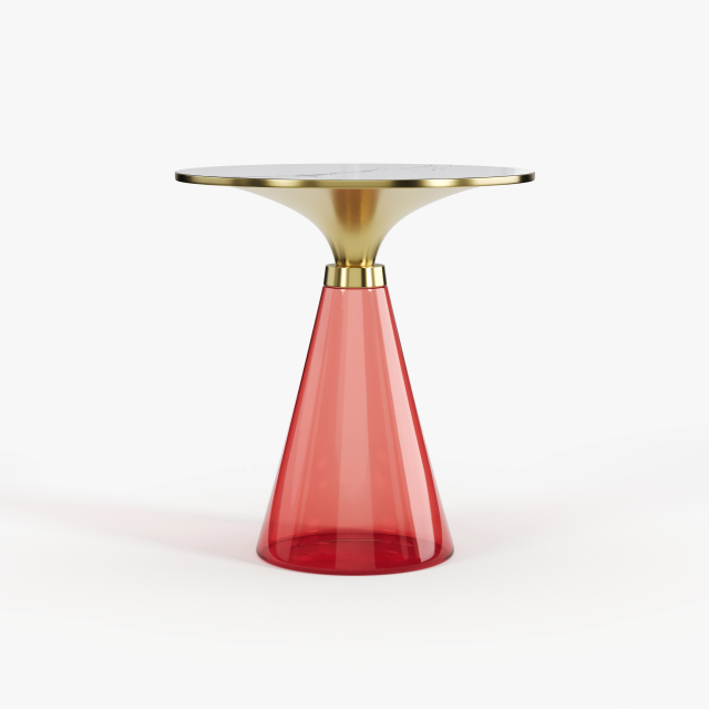 Purple Glass & Gold Metal Side Table, Luxury Decorative Accent End Table for Villa Interior A001