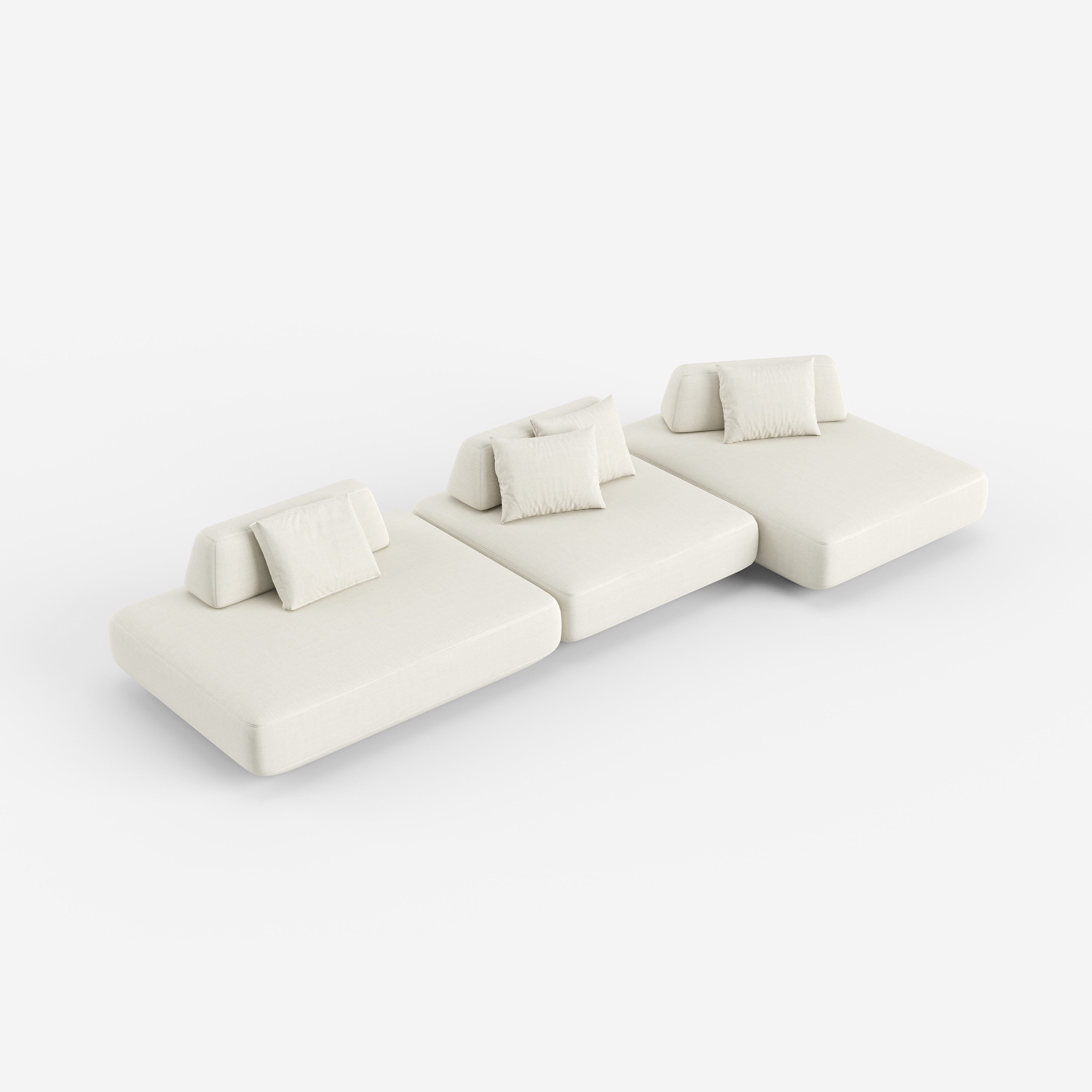 Minimalist White Upholstered Sectional Sofa, Modern Modular Living Room Couch 952#