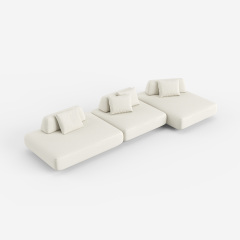 Minimalist White Upholstered Sectional Sofa, Modern Modular Living Room Couch 952#