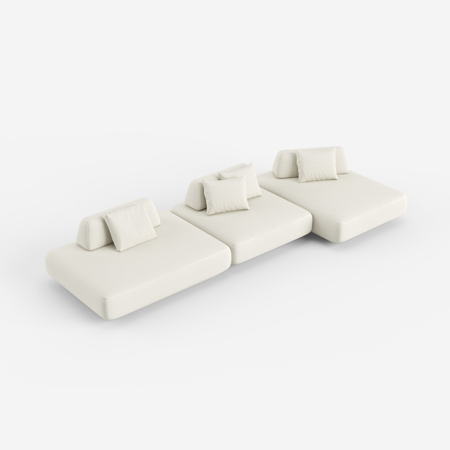 Minimalist White Upholstered Sectional Sofa, Modern Modular Living Room Couch 952#