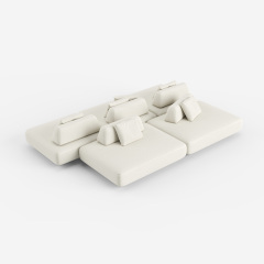 Minimalist White Upholstered Sectional Sofa, Modern Modular Living Room Couch 952#