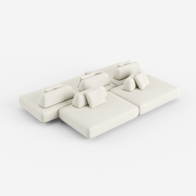 Minimalist White Upholstered Sectional Sofa, Modern Modular Living Room Couch 952#