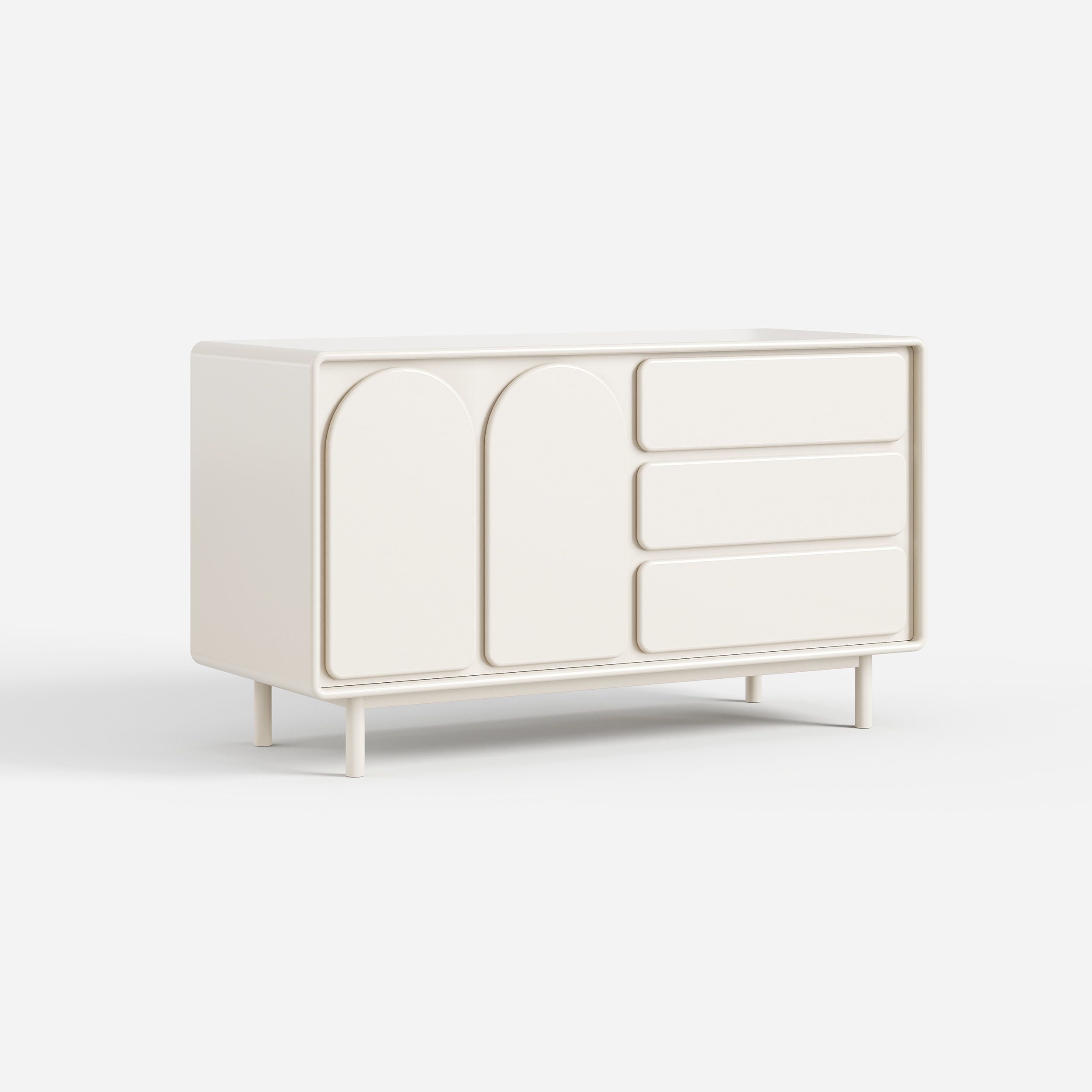 Cream Curved Sideboard Cabinet, Modern Buffet Storage Cabinet with Drawers for Home 30