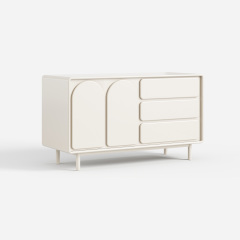 Cream Curved Sideboard Cabinet, Modern Buffet Storage Cabinet with Drawers for Home 30