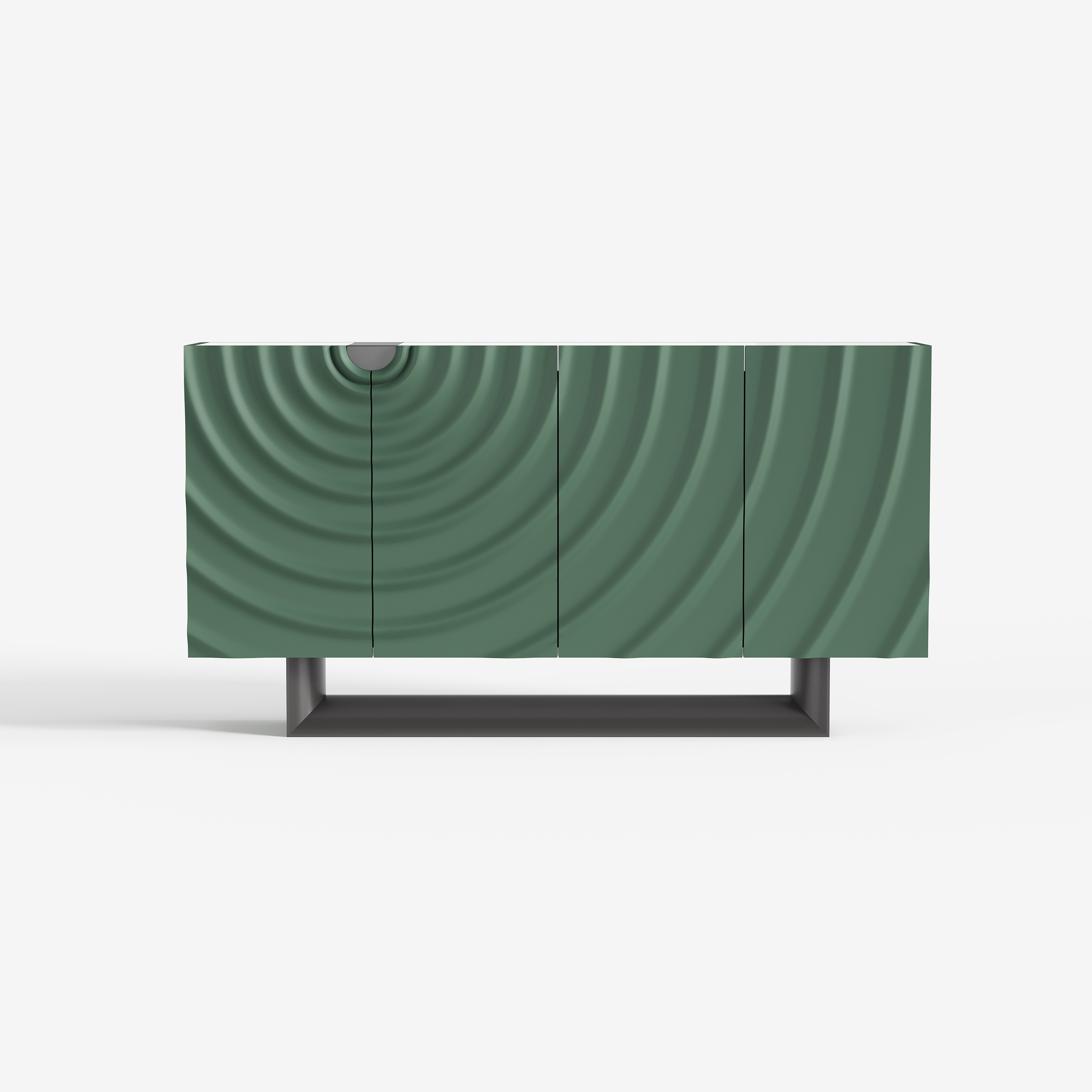 Contemporary 3D Wave Pattern Sideboard, Green Accent Buffet Cabinet with Storage 67