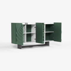 Contemporary 3D Wave Pattern Sideboard, Green Accent Buffet Cabinet with Storage 67