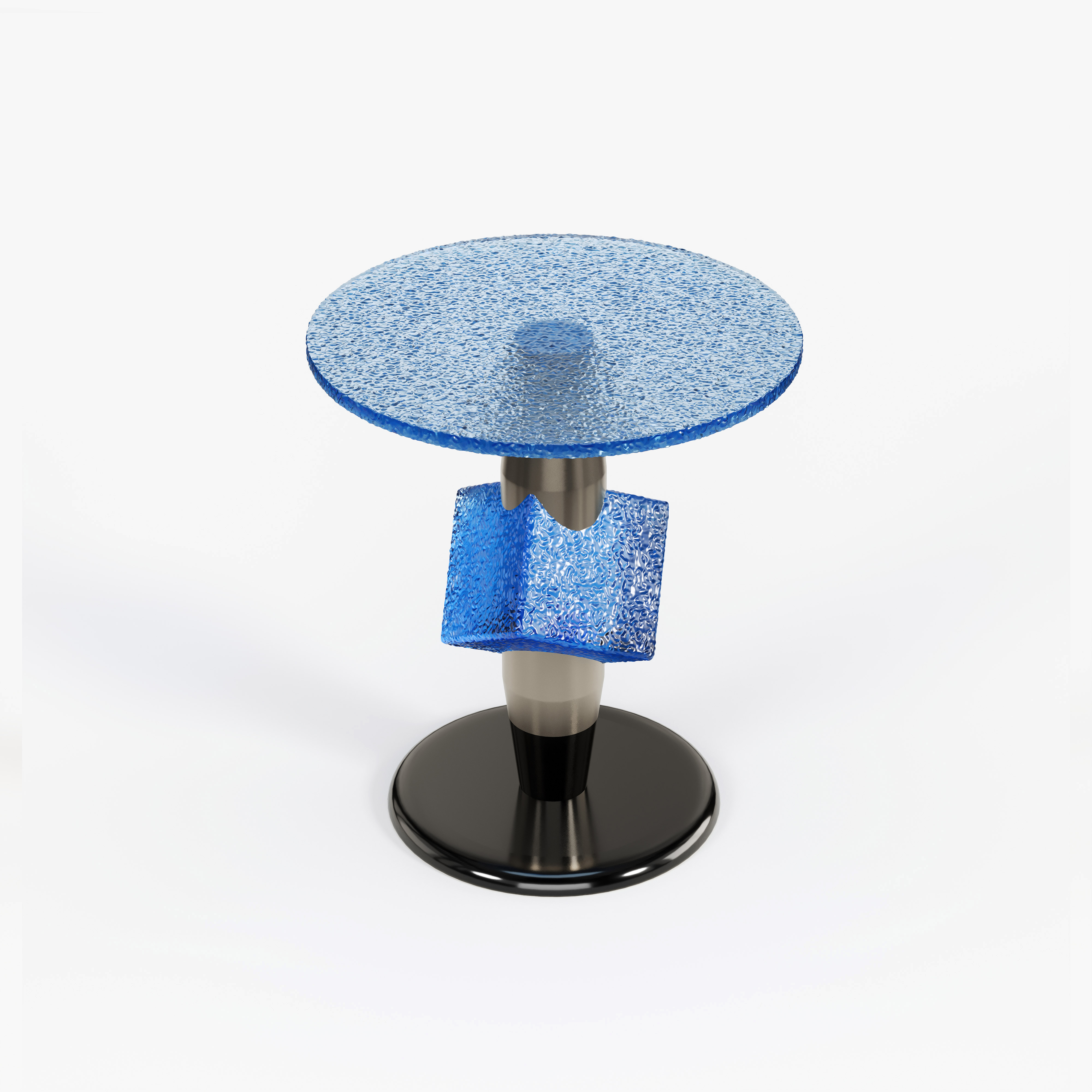 Artistic Blue Resin Side Table, Creative Designer Accent End Table for Commercial Lounge A002