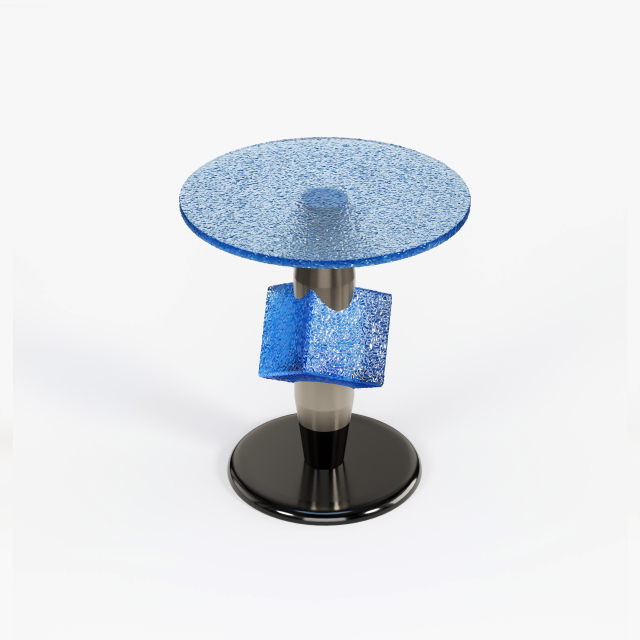 Artistic Blue Resin Side Table, Creative Designer Accent End Table for Commercial Lounge A002