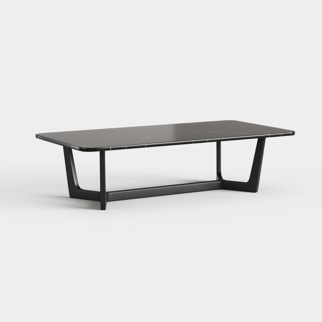 Rectangular Sintered Stone Coffee Table, Simple Metal Base Center Table A022