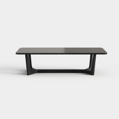 Rectangular Sintered Stone Coffee Table, Simple Metal Base Center Table A022