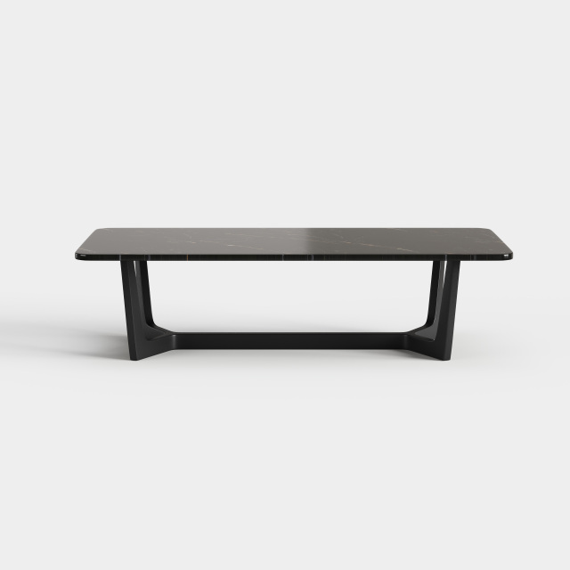 Rectangular Sintered Stone Coffee Table, Simple Metal Base Center Table A022