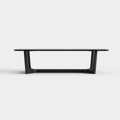 Rectangular Sintered Stone Coffee Table, Simple Metal Base Center Table A022