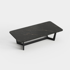 Rectangular Sintered Stone Coffee Table, Simple Metal Base Center Table A022