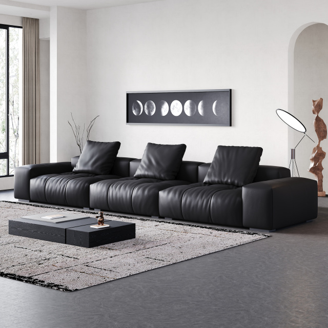 Modern Black Pixel Sofa, Minimalist Upholstered Corner Sofa for Living Room 910#