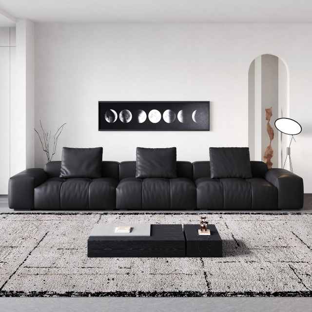 Modern Black Pixel Sofa, Minimalist Upholstered Corner Sofa for Living Room 910#