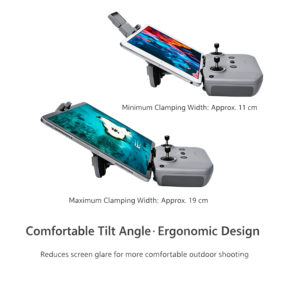Extended clip tablet holder for DJI Air 2S remote controller